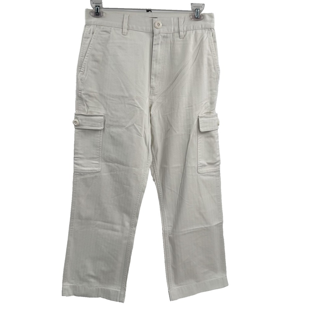 Madhappy Cargo Pant Denim Unisex S White Cotton Utility Pockets Wide Leg‎ Baggy
